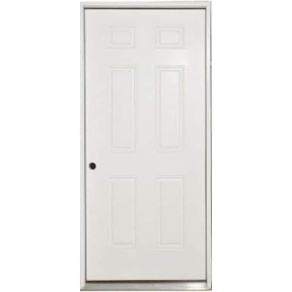 32 in. x 80 in. 6-Panel RHIS Primed Composite 20 Min Fire-Rated House-to-Garage Single Prehung Interior Door w/Nkl Hinge