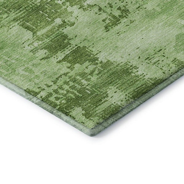 Mayfield Premium Machine Washable Abstract AMF1062 Green 3 ft. x 5 ft. Area Rug