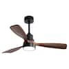 CACI Mall 48 in. Indoor/Outdoor Black Ceiling Fan Integrated LED with Light Kit and Remote Control MR-48K006-BKHTM