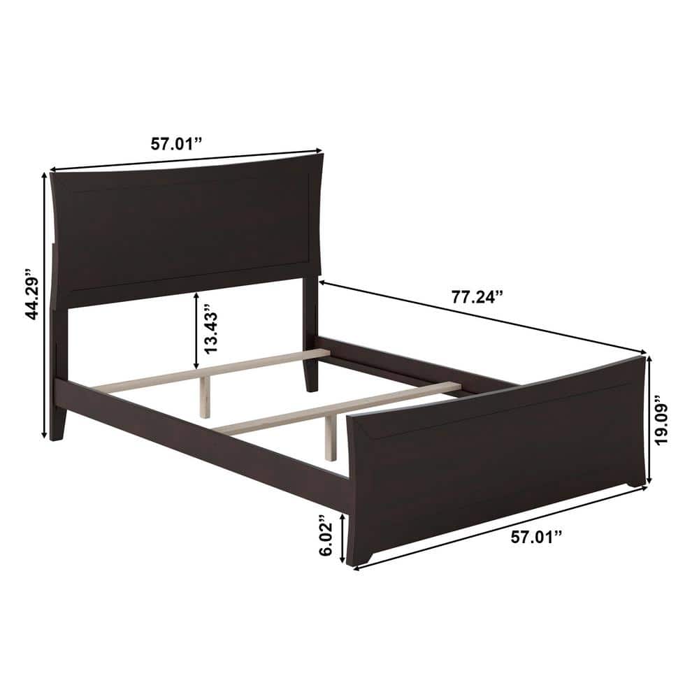 Metro Espresso Brown Full Wood Platform Bed with Headboard
