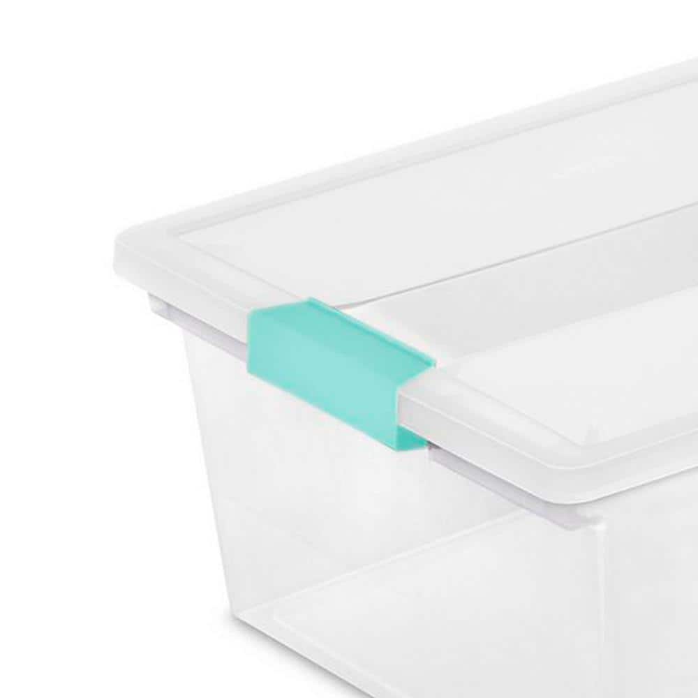Clear Plastic Stackable Storage Bin with Latching Lid, 14" x 11"