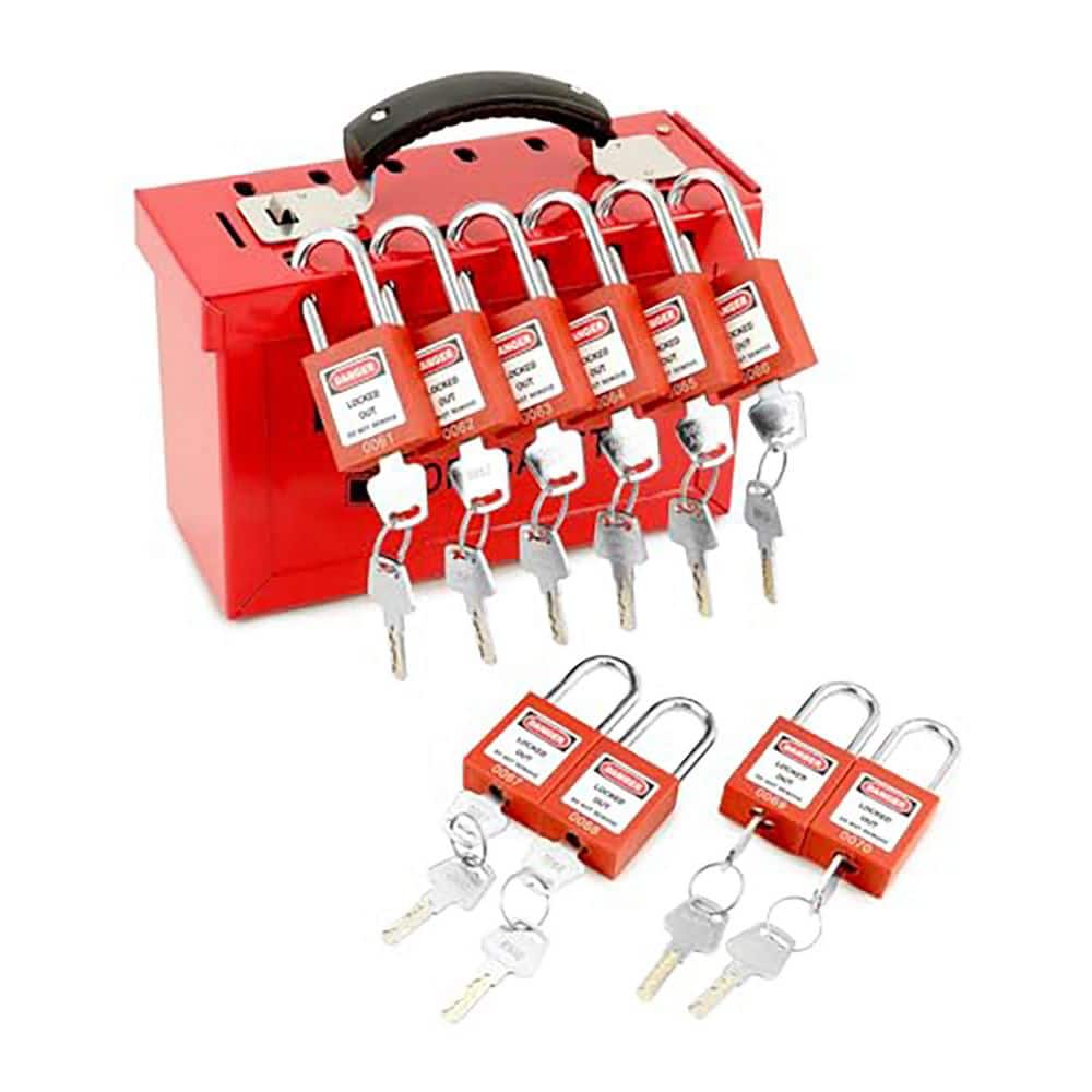 Vrbgify 10-Pack Steel Red Portable Group Lock Box Kit with 12-Slots and ...