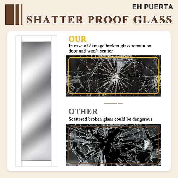 72 in. x 80 in. 1 Lite Mirror Glass White Finished Interior Closet Bypass Sliding Door with Hardware