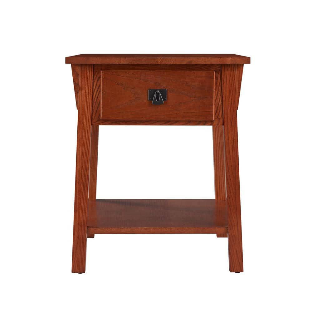 Russet Solid Wood Mission End Table with Locking Compartment