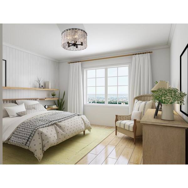 Unbranded - Glacier 16.75 in. 5-Light Matte Black Flush Mount