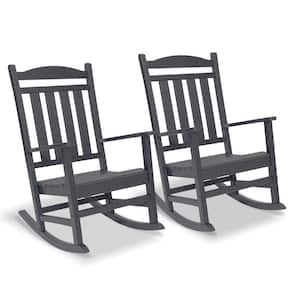 Stanton Gray Plastic Outdoor Rocking Chair, Set of 2