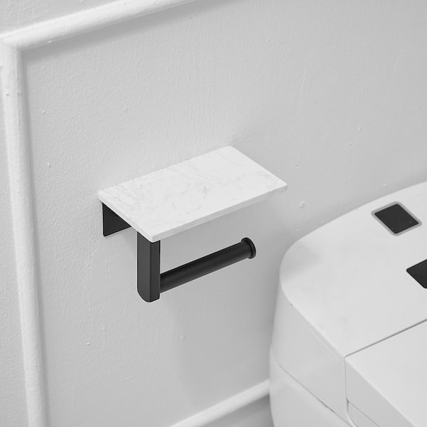 Free Standing Matte Black Toilet Paper Holder Stand Black Marble Base —  Marmolux