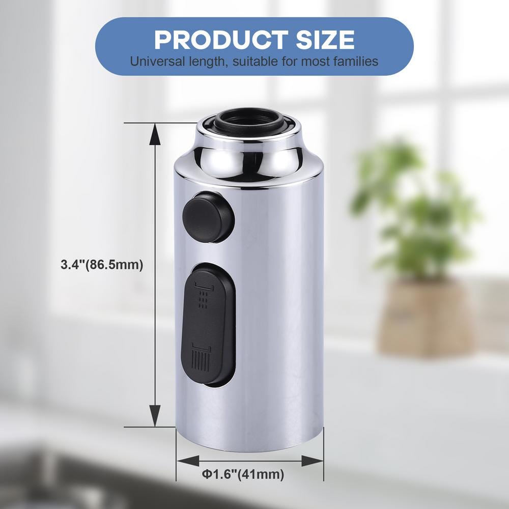 Chrome 3-Function Kitchen Faucet Spray Head with 9 Adapters
