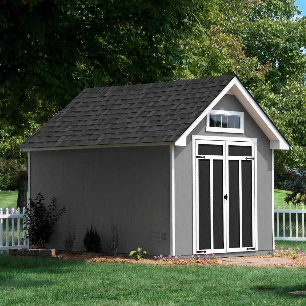 Tribeca 10' x 12' Beige Wood Storage Shed Kit with Windows