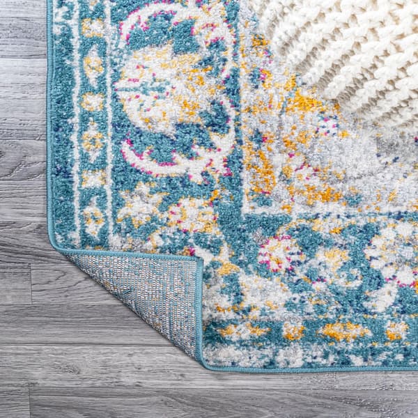 JONATHAN Y Zelda Bohemian Cottage Turquoise/Gray 3 ft. x 5 ft