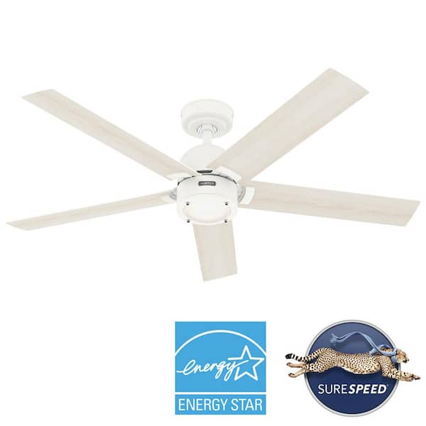 Hunter - Erling 52 in. ENERGY STAR Fresh White Indoor Ceiling Fan with LED Light Kit and Handheld Remote