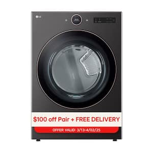 7.4 cu. ft. Vented Stackable SMART Electric Dryer in Black Steel with TurboSteam and AI Sensor Dry Technology