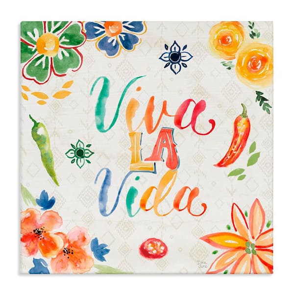 Stupell Industries Liva the Life Phrase by Dina June Gallery Wrapped Unframed Typography Graphic Art Print 24 in. x 24 in.