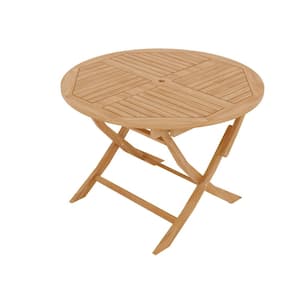 Abel 47 in. Dia Round Teak Outdoor Folding Dining Table