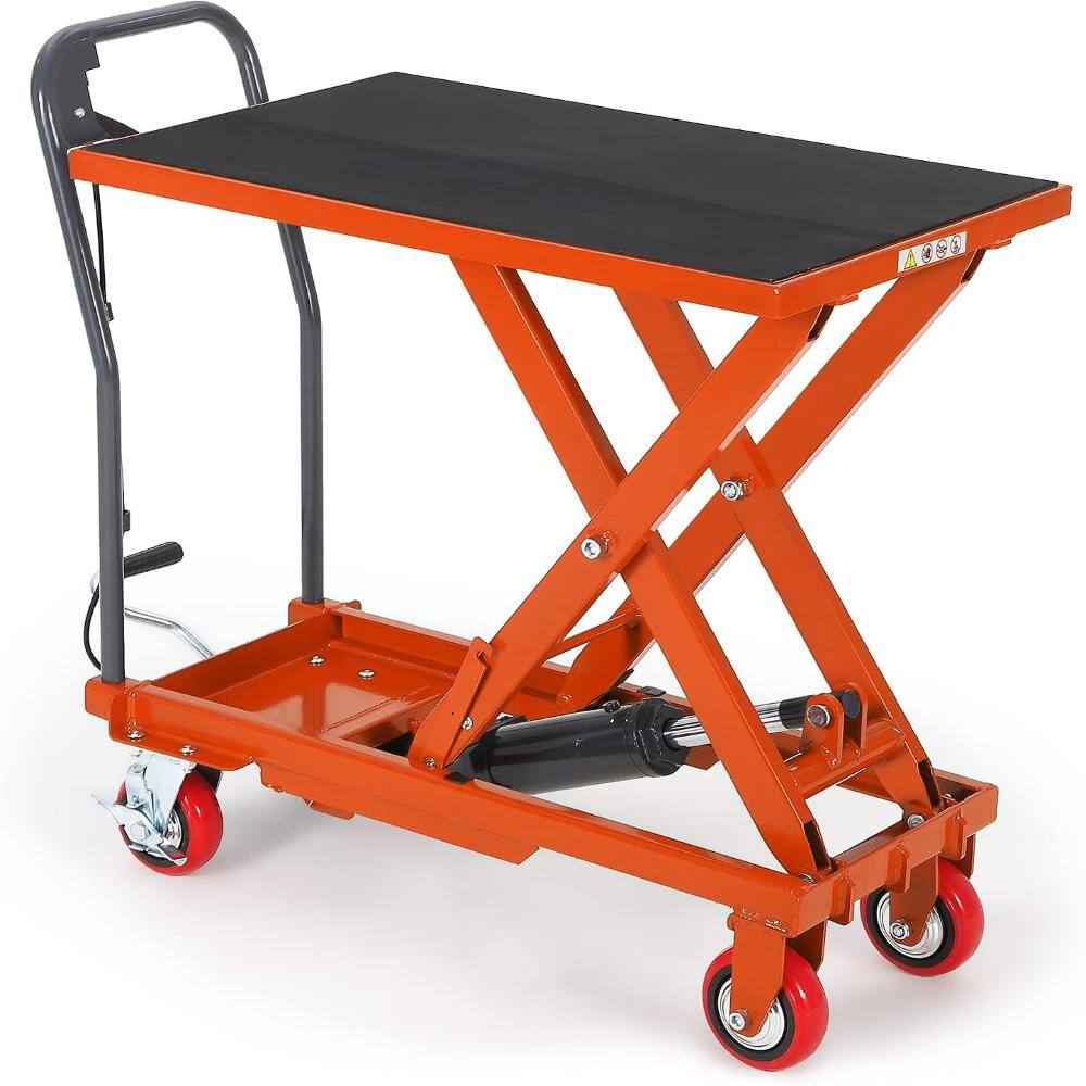 Hydraulic Lift Table Cart 500 LBS Single Scissor Lift Cart, Mobile Lift Jack with Wide Non-Slip Deck, Orange price history on PriceWatchPro