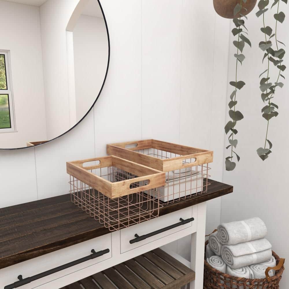 Hanging Storage Baskets, Pantry Wicker Baskets, Wall Mount Basket with Hook  Decorative Baskets for Organizing Woven Baskets for Kitchen Bathroom