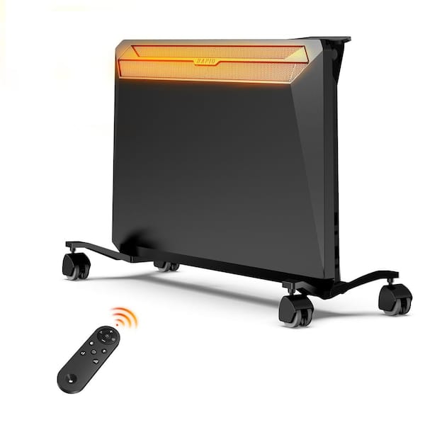 1500 W 16.26 in Electric Ceramic Convection Space Heater in Black with Tip-Over protection, Overheat protection, Timer