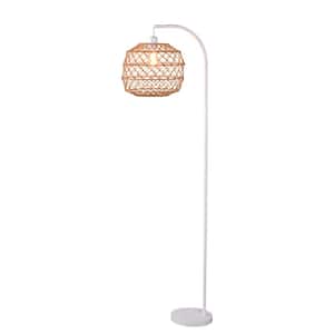 Brice 68.75 in. White Arc 1-Light Floor Lamp with White Paper Shade