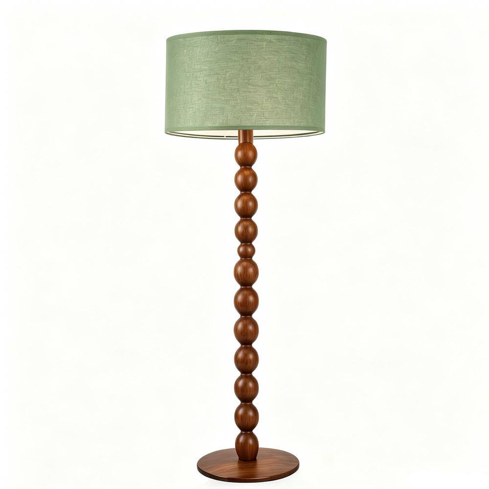 65 in. Walnut Wood Woven-Style Pole Standard Floor Lamp with Green Linen Drum Shade for Living Room and Bedroom price history on PriceWatchPro
