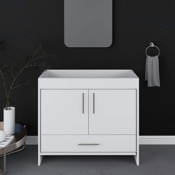 VOLPA USA AMERICAN CRAFTED VANITIES Pacific 40 in. W x 18 in. D x 33.88 in. H Bath Vanity Cabinet without Top in White