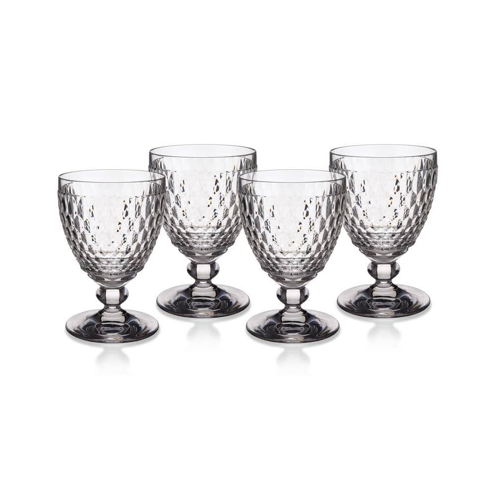 Boston Clear Crystal Goblet Set with Honeycomb Pattern
