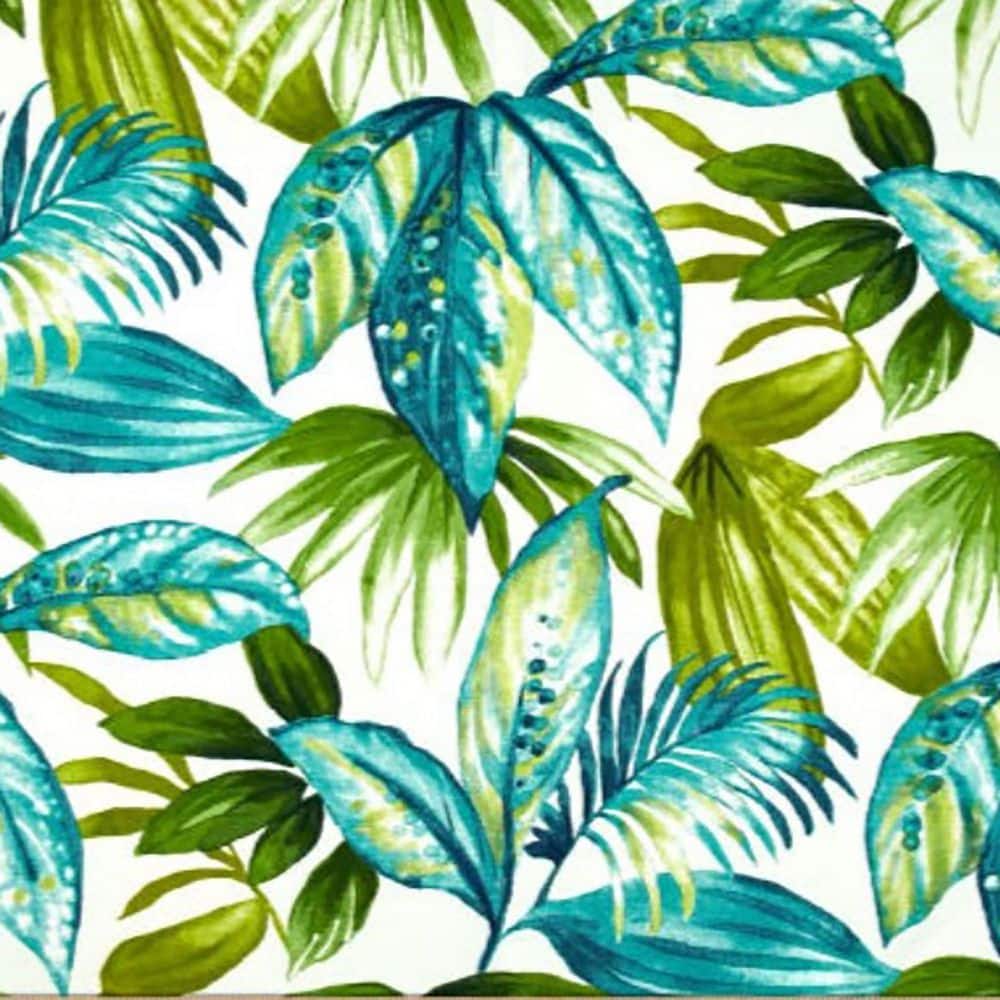 Seneca Caribbean Turquoise Leaves Square Outdoor Throw Pillow Set