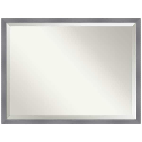Amanti Art Edwin Grey 42.5 in. x 32.5 in. Beveled Casual Rectangle Wood Framed Bathroom Wall Mirror in Gray