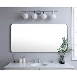 Timeless Home 60 in. H x 30 in. W Silver Modern Soft Corner Rectangular Wall Mirror