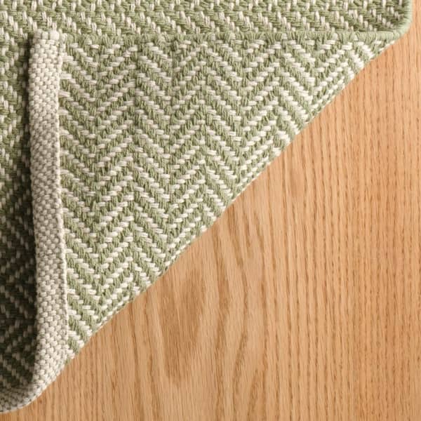 Herringbone Handwoven Cotton Sage 8 ft. x 10 ft. Indoor Area Rug