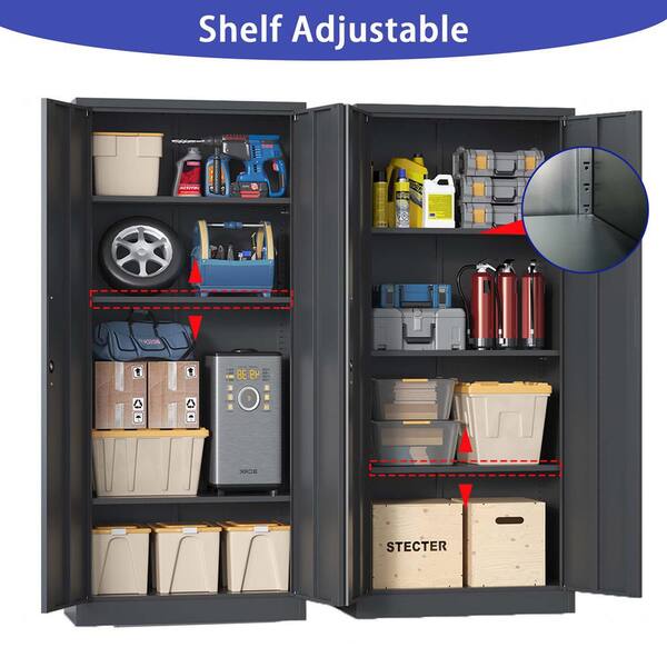 Siavonce 71 in. Black Metal Pantry Organizer, Garage Storage