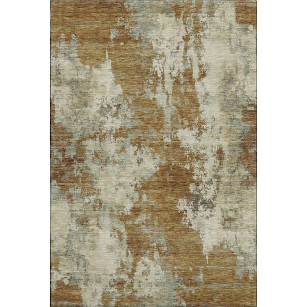 Mayfield Premium Machine Washable Abstract AMF2066 Terracotta 10 ft. x 14 ft. Area Rug