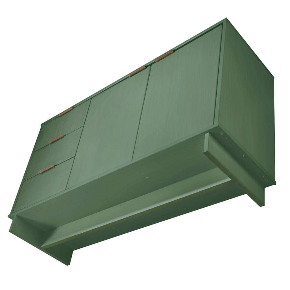Granville Sage Green 55'' Modern Ribbed 3-Drawer Sideboard