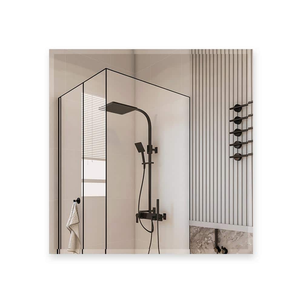 Elegant 24" Square Beveled Frameless Wall Mirror