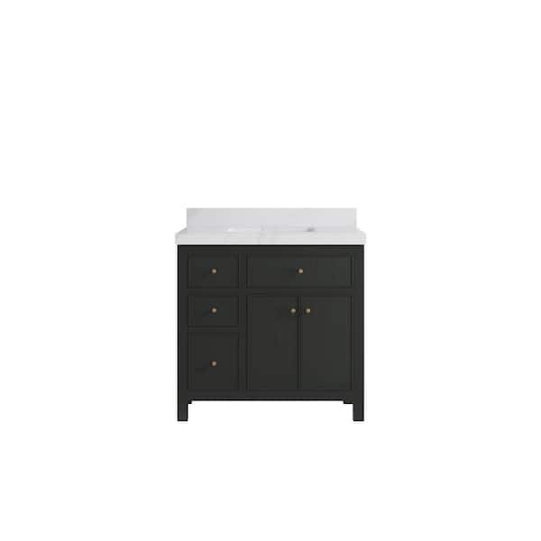Sonoma 36 in. Single Sink Freestanding Black Top Bath Vanity with Calacatta Sienna Quartz Top Unassembled