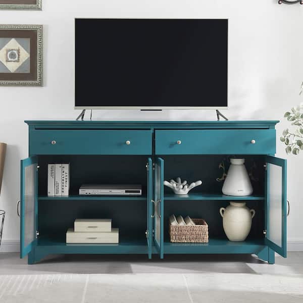 Aoibox Teal Wooden 67.95 in. W TV Console Buffet Cabinet Sideboard with ...