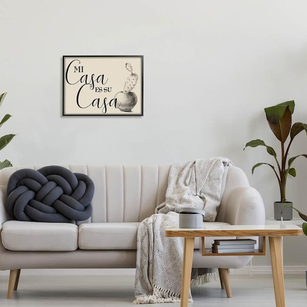 16 in. x 20 in. "Mi Casa es Su Casa Tan Spanish Cactus Drawing" by Artist Daphne Polselli Framed Wall Art