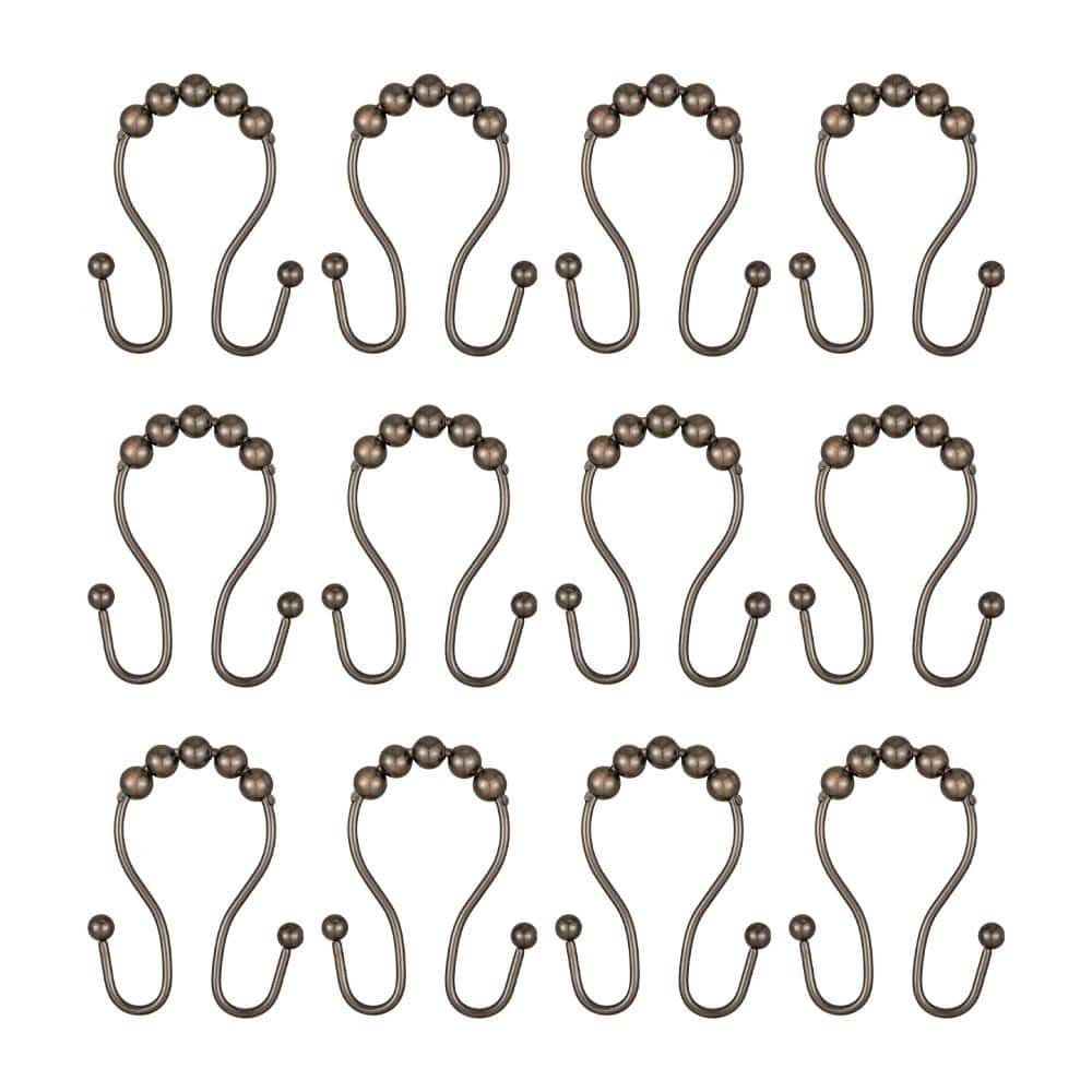 Oil Rubbed Bronze Stainless Steel Double Roller Ball Shower Curtain Hooks