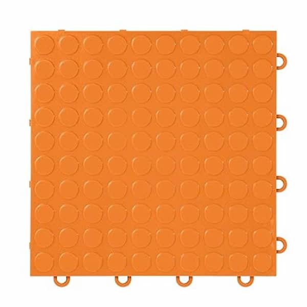 IncStores Nitro Coin 3/8 in. Garage Tiles, Harley Orange, 12 in. x 12 in., 16-Pack, Covers 16 sq. ft., Interlocking Floor Tiles