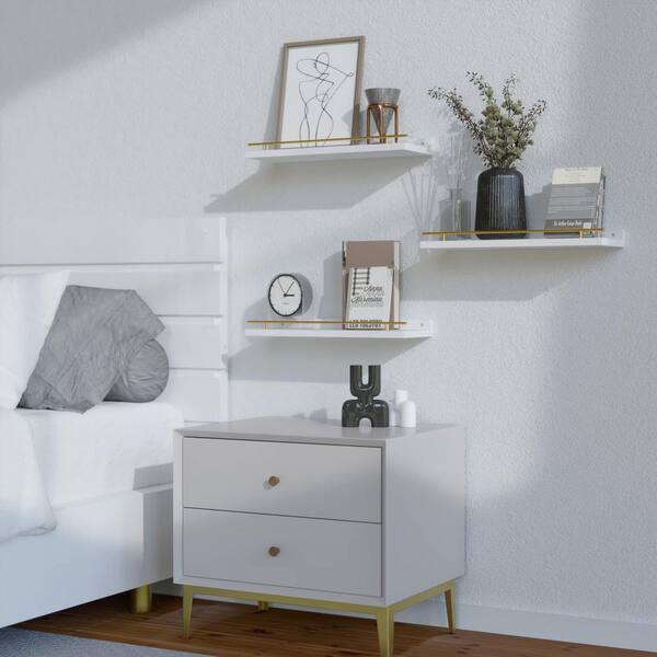 StyleWell 18 in. H x 36 in. W x 6.1 in. D White Wood Floating