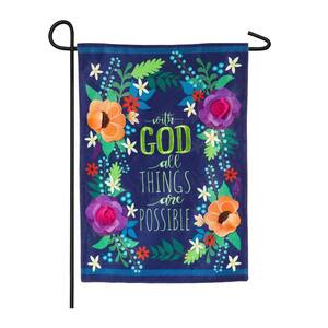 18 in. x 12.5 in. All Things Are Possible Garden Burlap Flag