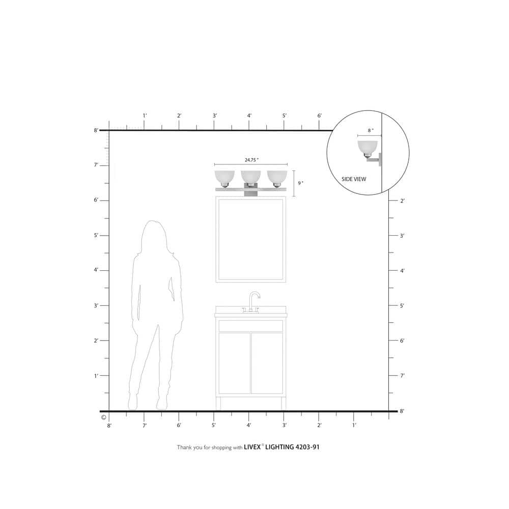 Somerset Brushed Nickel 3-Light Bath Vanity with Satin Glass