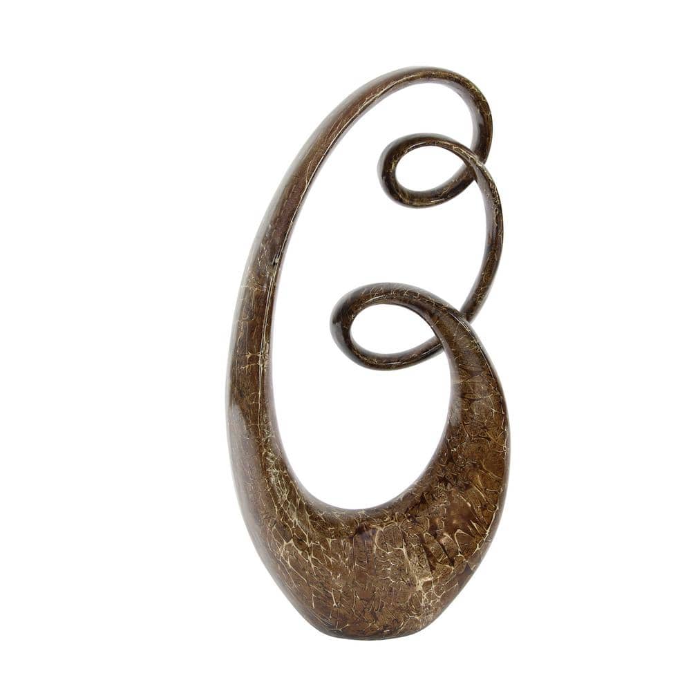 Abstract Brown Polystone Swirl Decorative Sculpture
