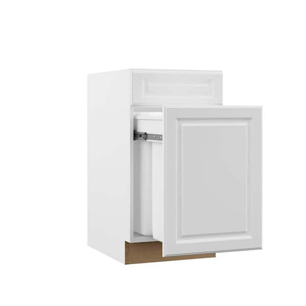Hampton Bay Designer Series Elgin Assembled 18x34.5x23.75 in. Dual Pull Out Trash Can Base Kitchen Cabinet in White