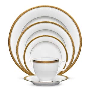 Charlotta Gold 5-Piece (Gold) Porcelain Place Setting, Service for 1