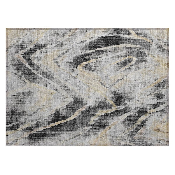 Chantille Machine Washable Indoor/Outdoor Abstract ACN2927 Graphite 2 ft. x 3 ft. Accent Rug