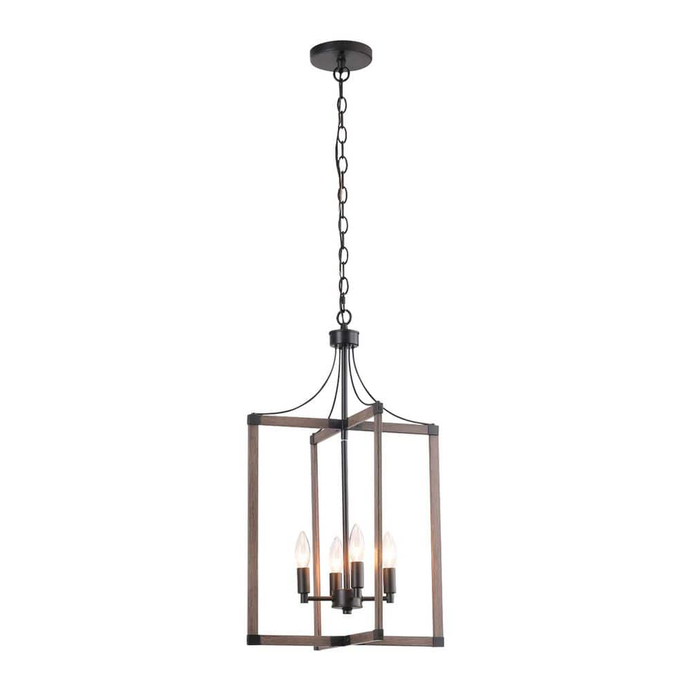 160-Watt 4 Light Black Brown Geometric Chandelier Pendant Light without Shade Lantern Height Adjustable for Farmhouse price history on PriceWatchPro