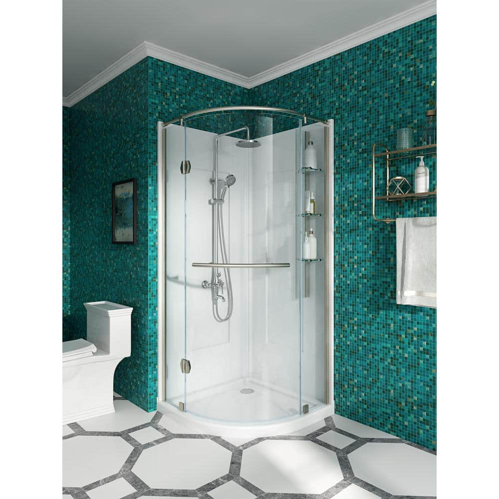 Glacier Bay Glamour 32 in. x 76.40 in. Corner Drain Corner Shower Kit