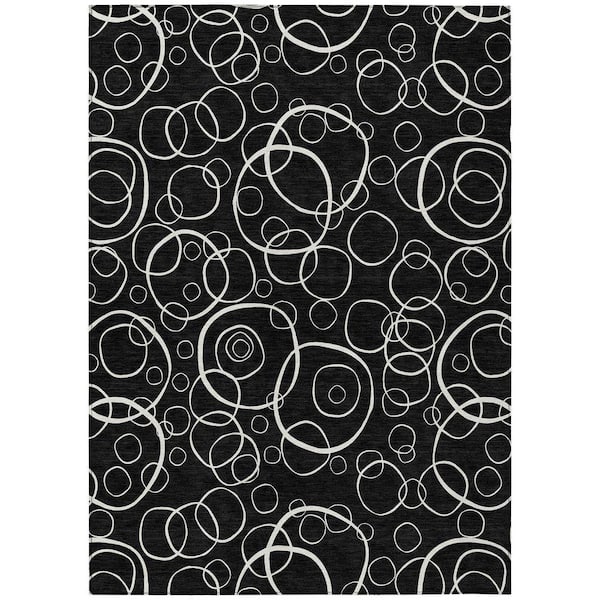 Chantille Machine Washable Indoor/Outdoor Abstract ACN2407 Black 3 ft. x 4 ft. Area Rug