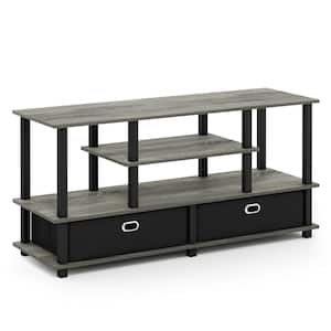 JAYA 47.63 in. French Oak/Black Particle Board TV Stand Fits TVs Up to 50 in. with Cable Management