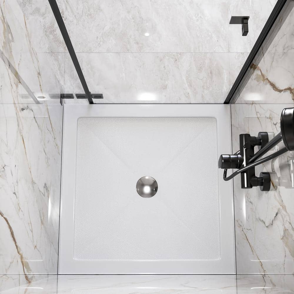 DeerValley 35" White Acrylic Square Shower Base with Center Drain
